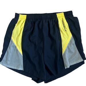 New Balance Women's Large Running Shorts Navy Yellow Gray Lined NWT